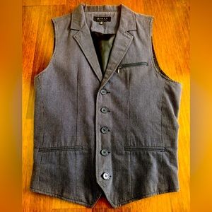 Super stylish blue lapelled vest.